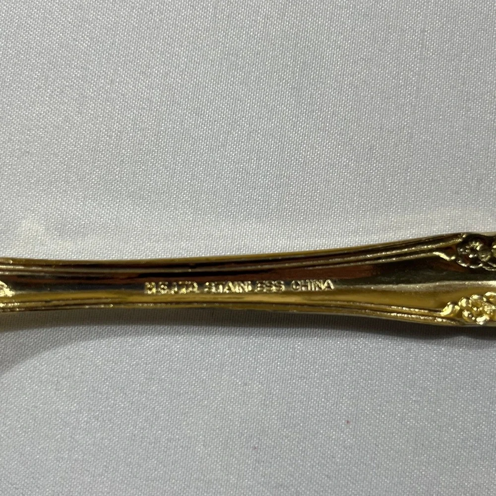H.S. LTD Flatware Set Unisex 45pc Gold Ornate Floral Scroll Stainless Steel